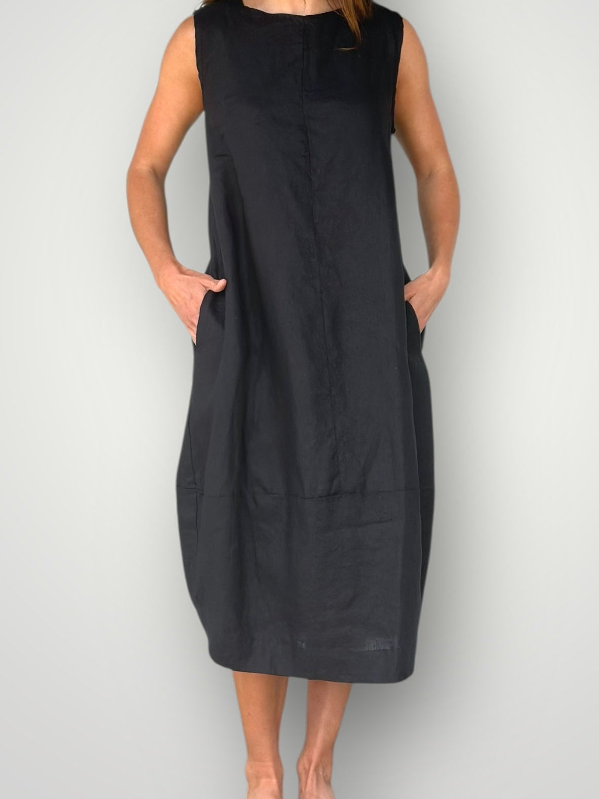 adele dress - black linen Apparel