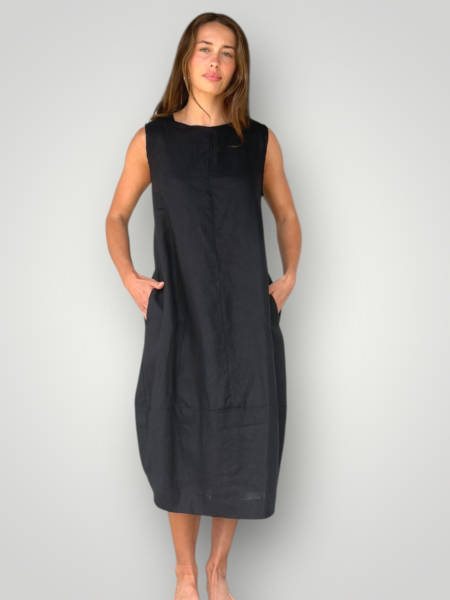 adele dress - black linen Apparel