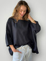 marita top - black linen Apparel