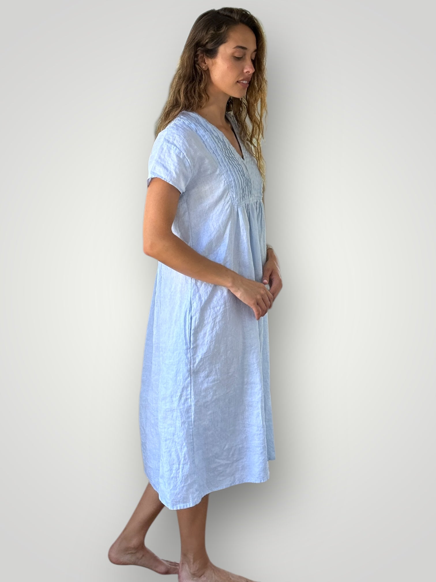 nellie dress-soft blue linen