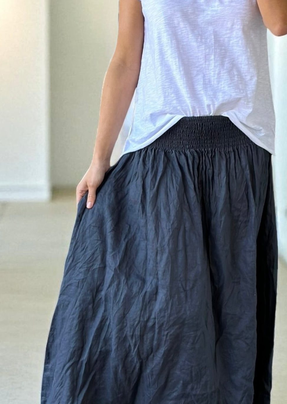 lola skirt - charcoal linen Apparel