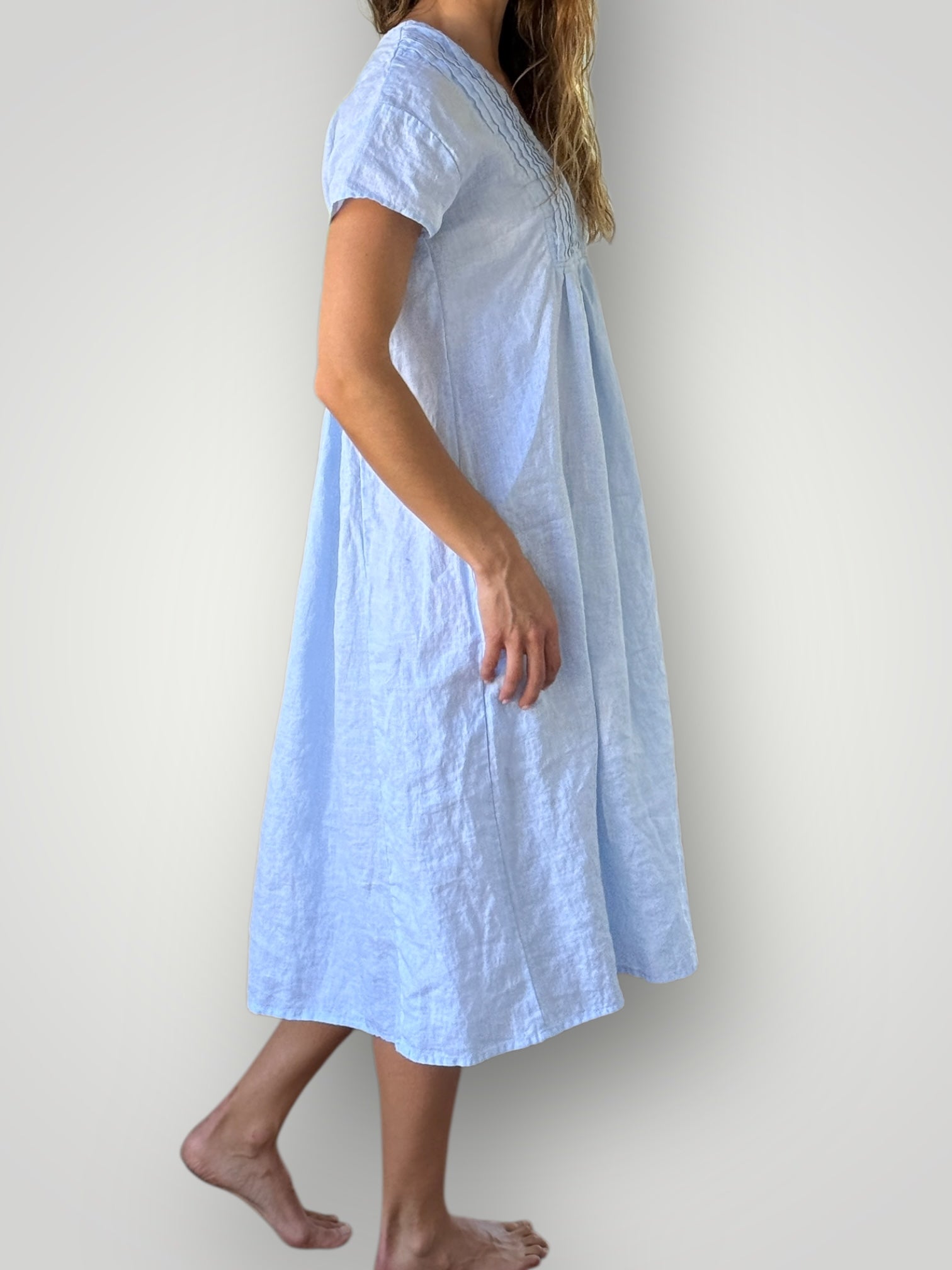 nellie dress-soft blue linen