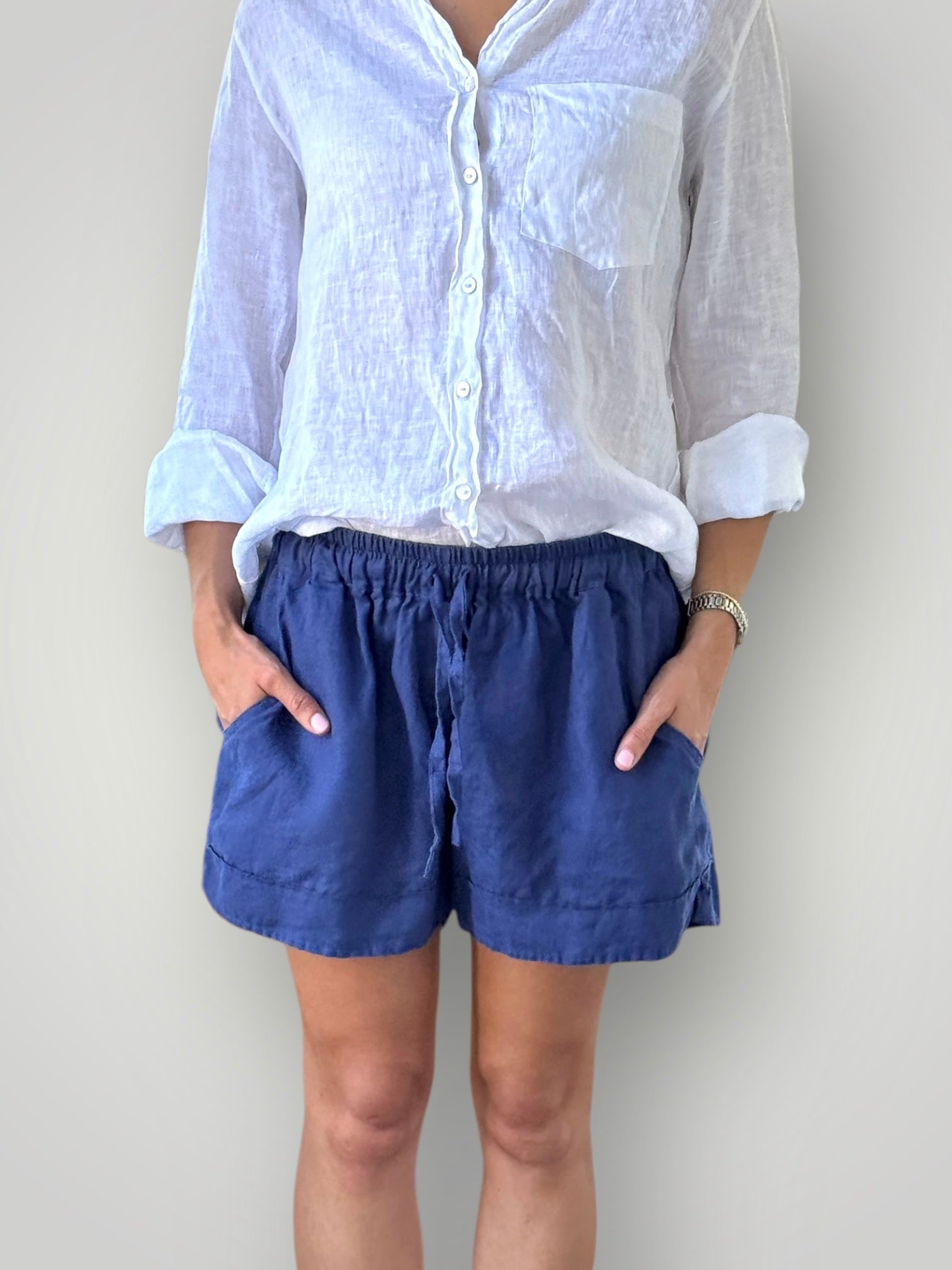 piper short - blue dusk linen