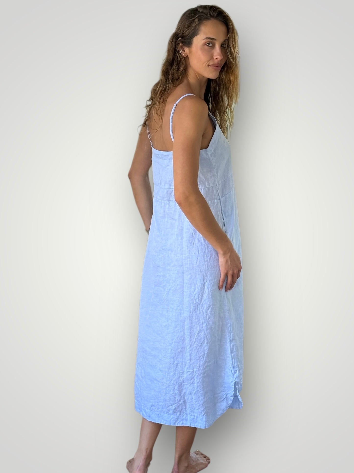 mabel dress-soft blue linen