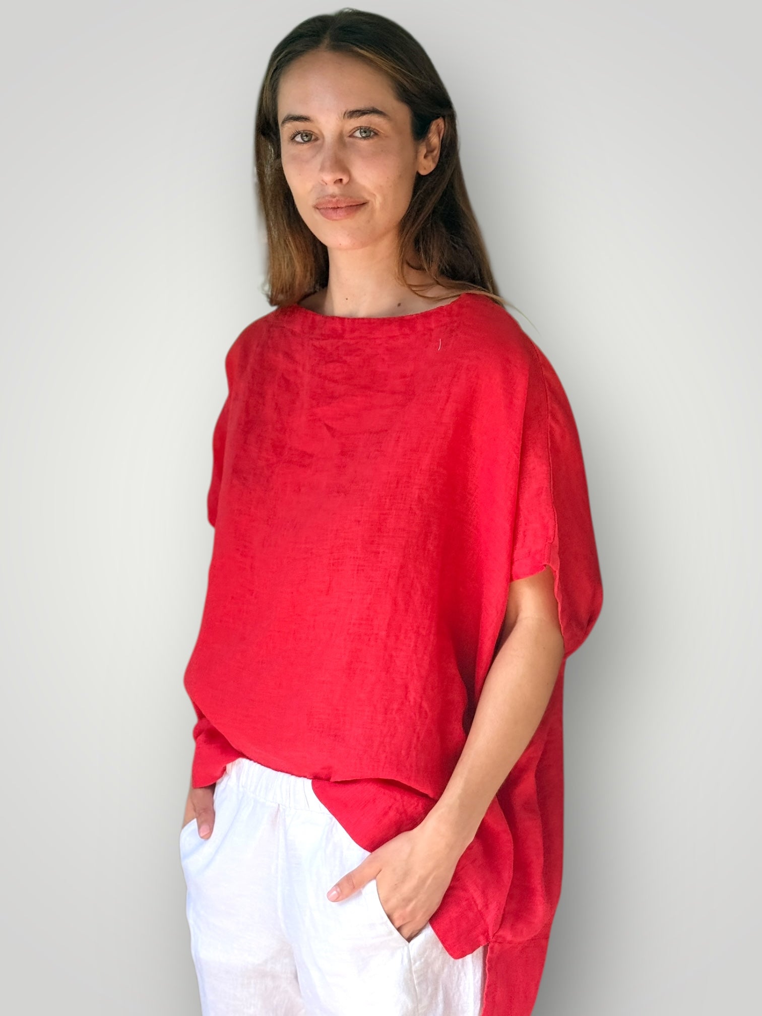 sammy top - red linen Apparel