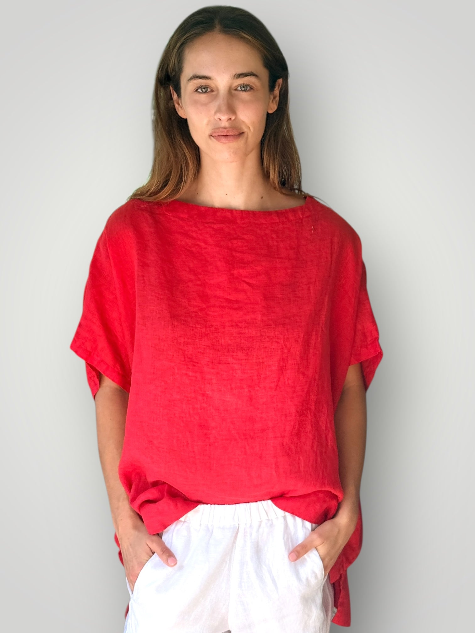 sammy top - red linen Apparel