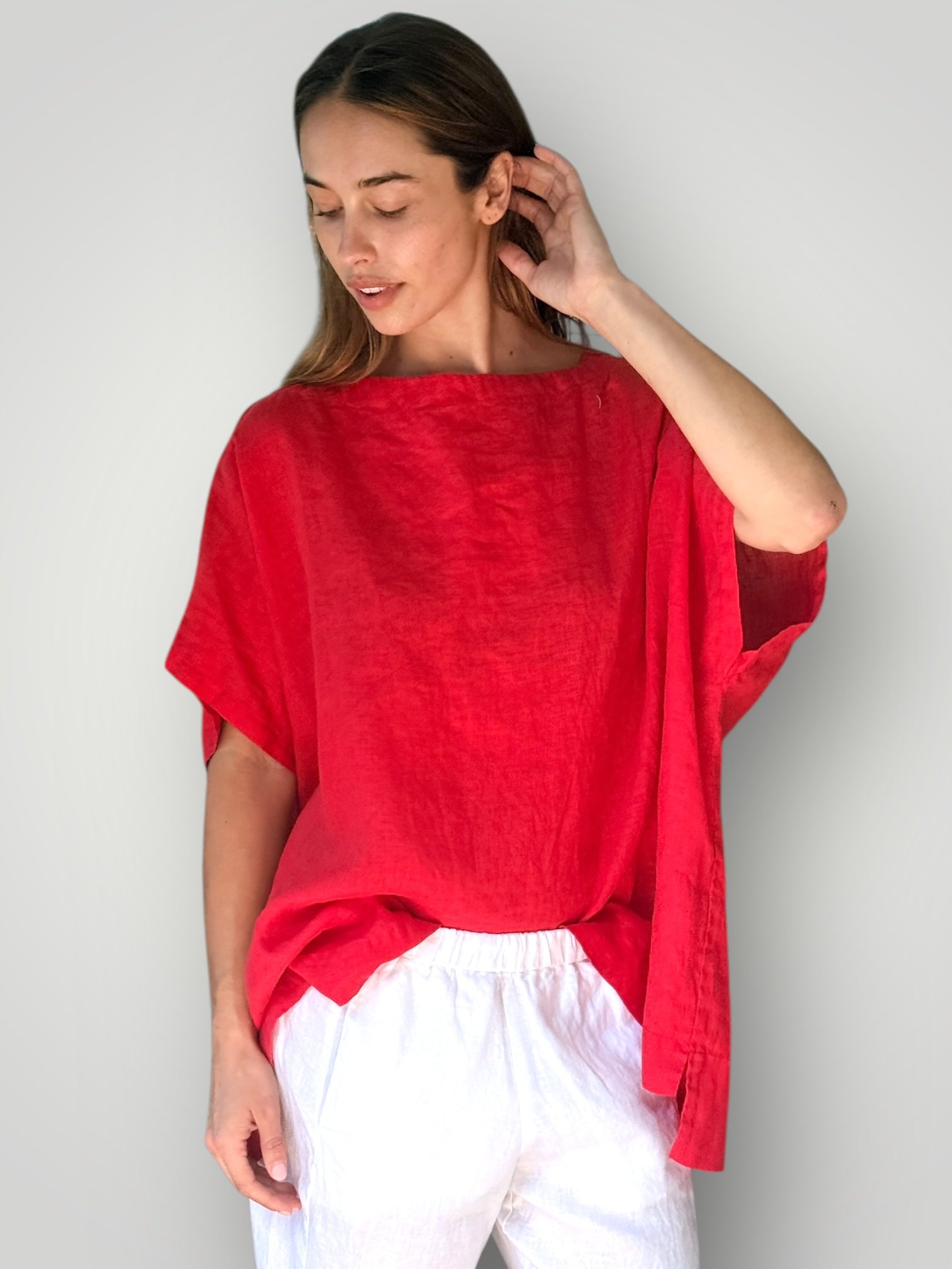 sammy top - red linen Apparel