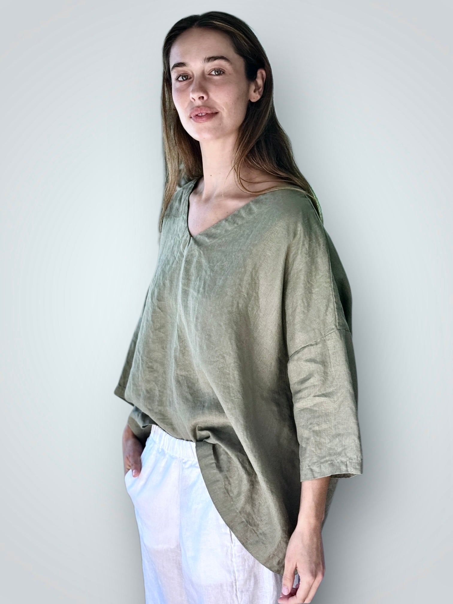 lydia top - sage linen Apparel