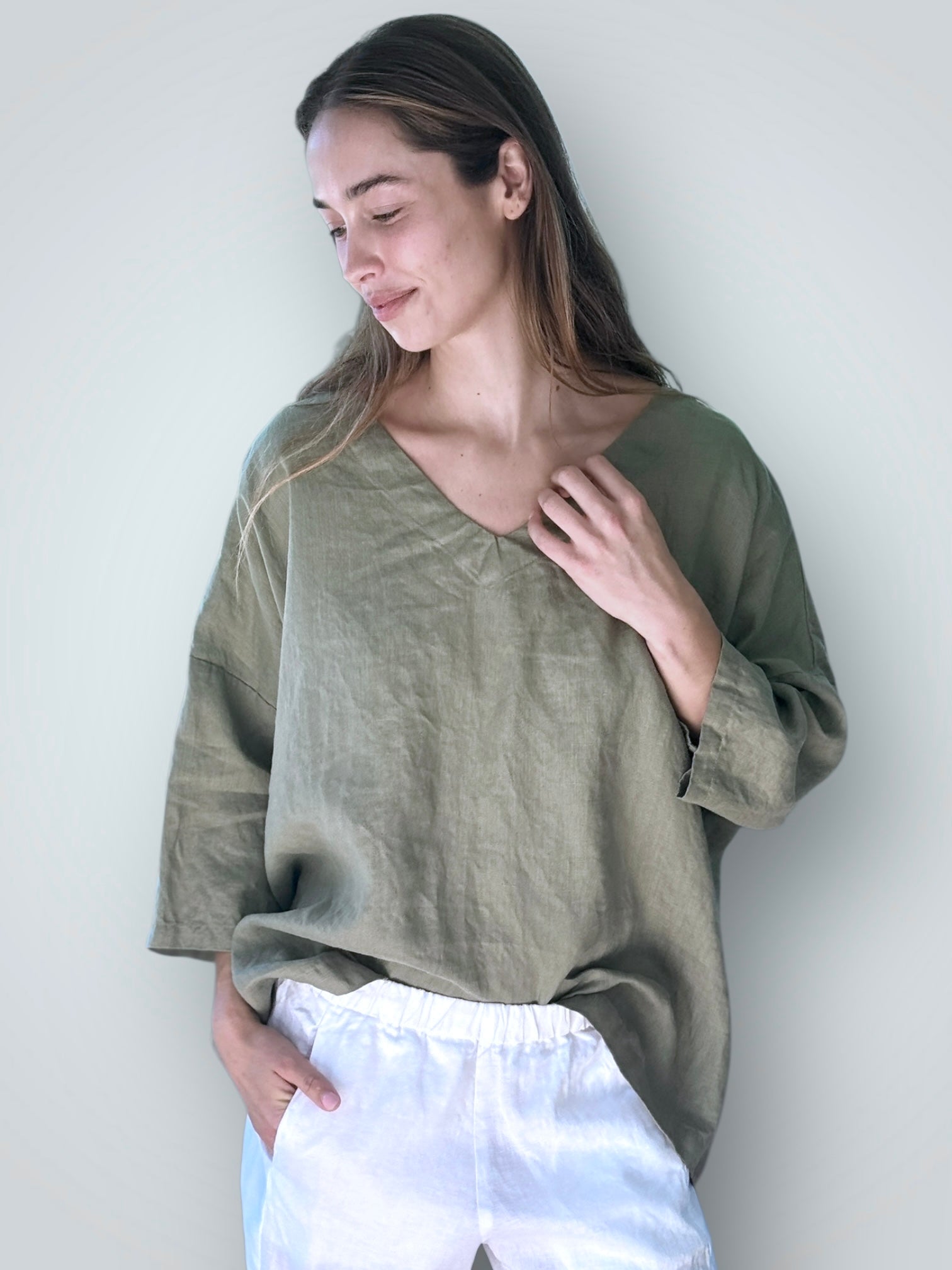 lydia top - sage linen Apparel