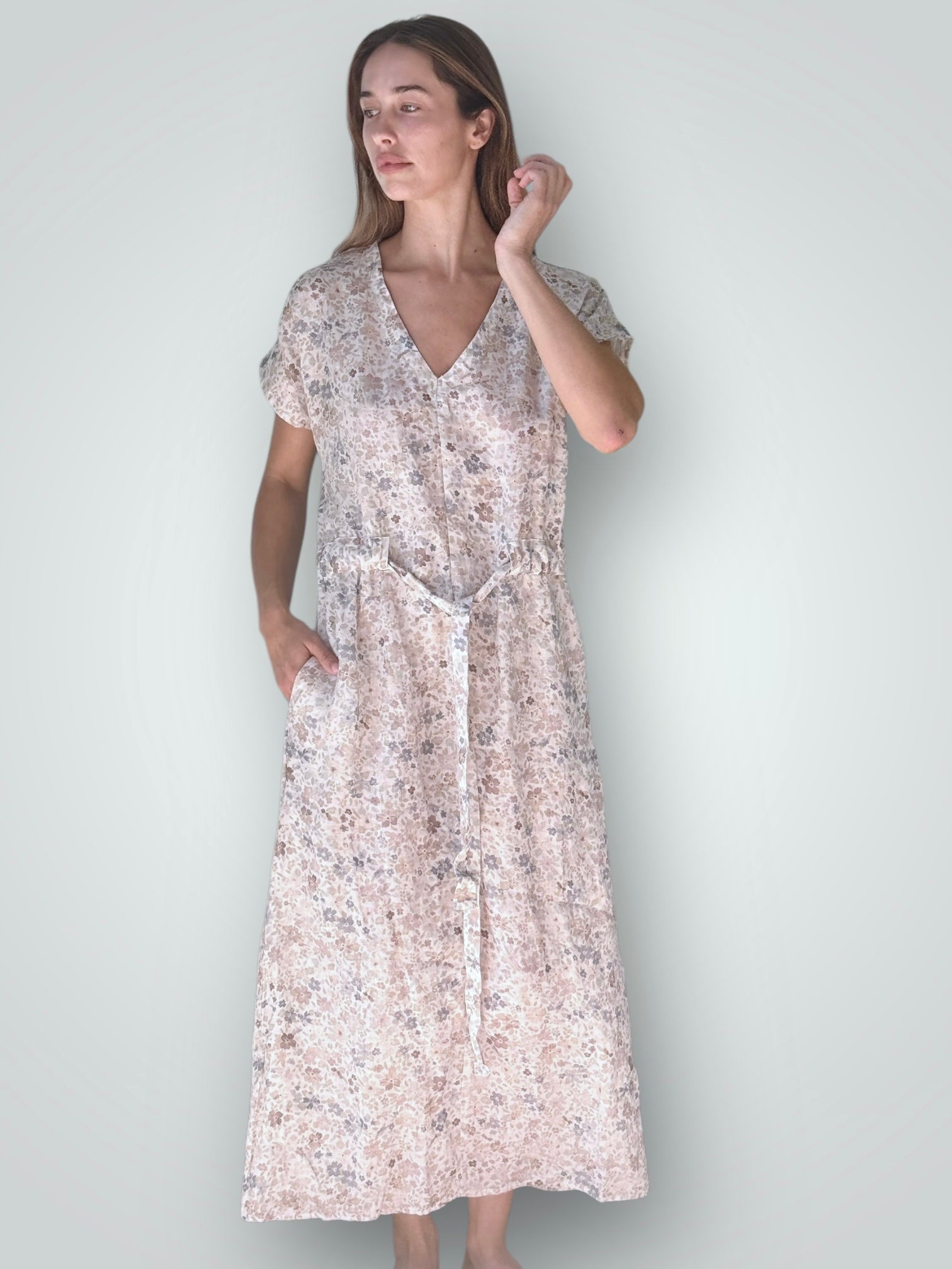 harper dress - flower patch linen Apparel