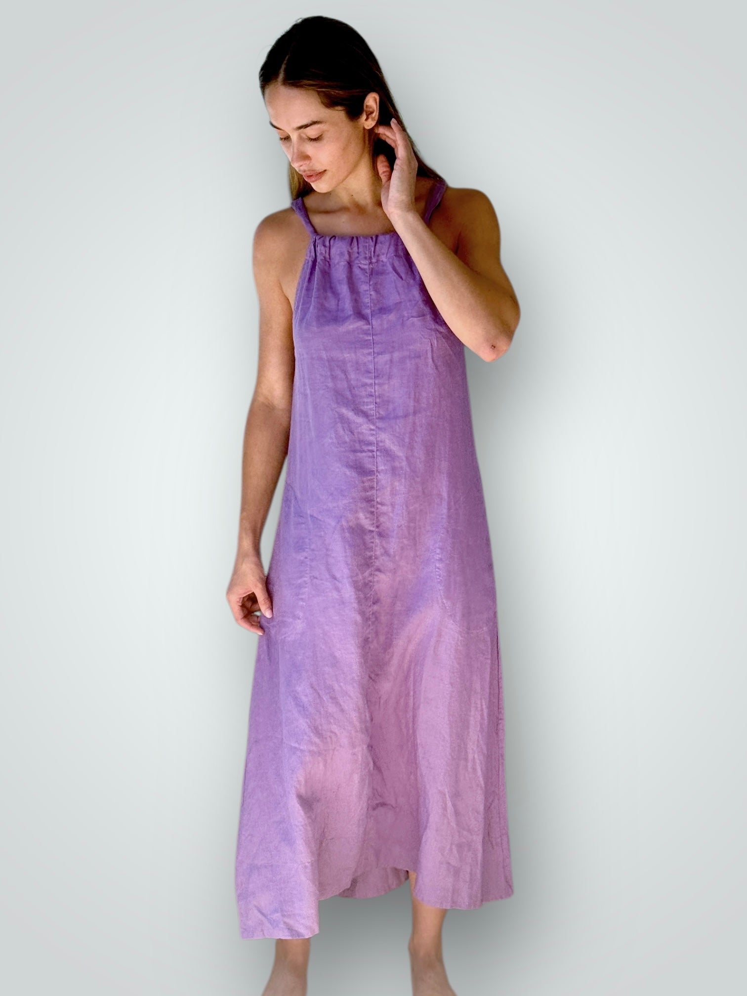 olivia dress-orchid linen