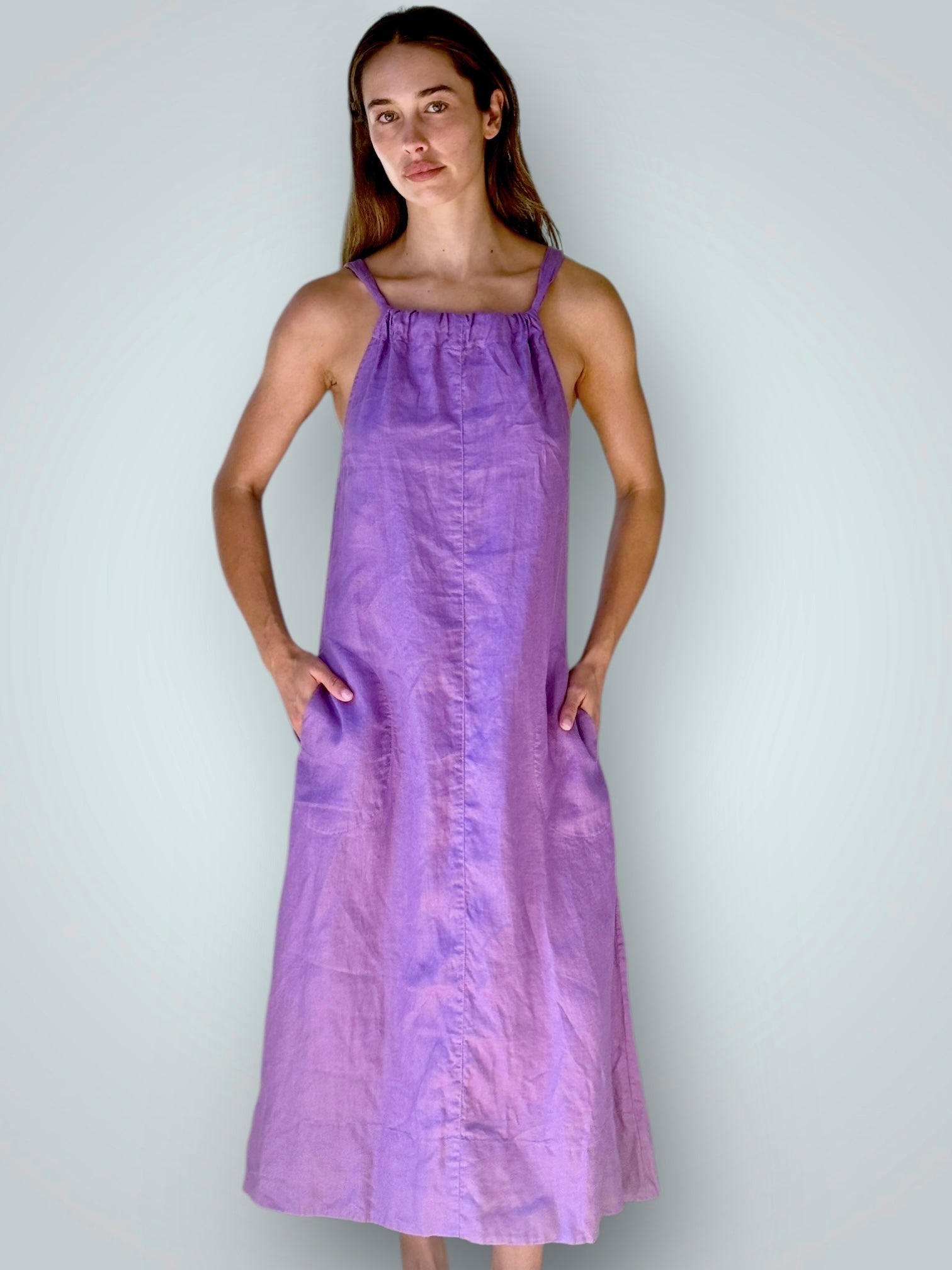 olivia dress-orchid linen