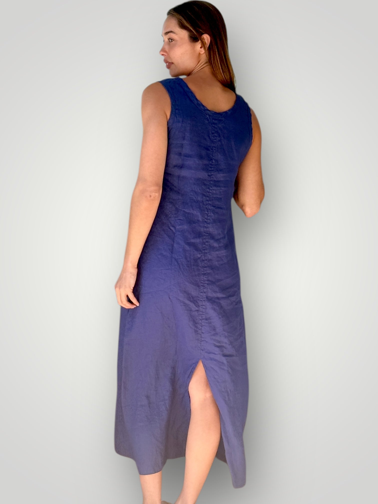imogen dress-blue dusk linen
