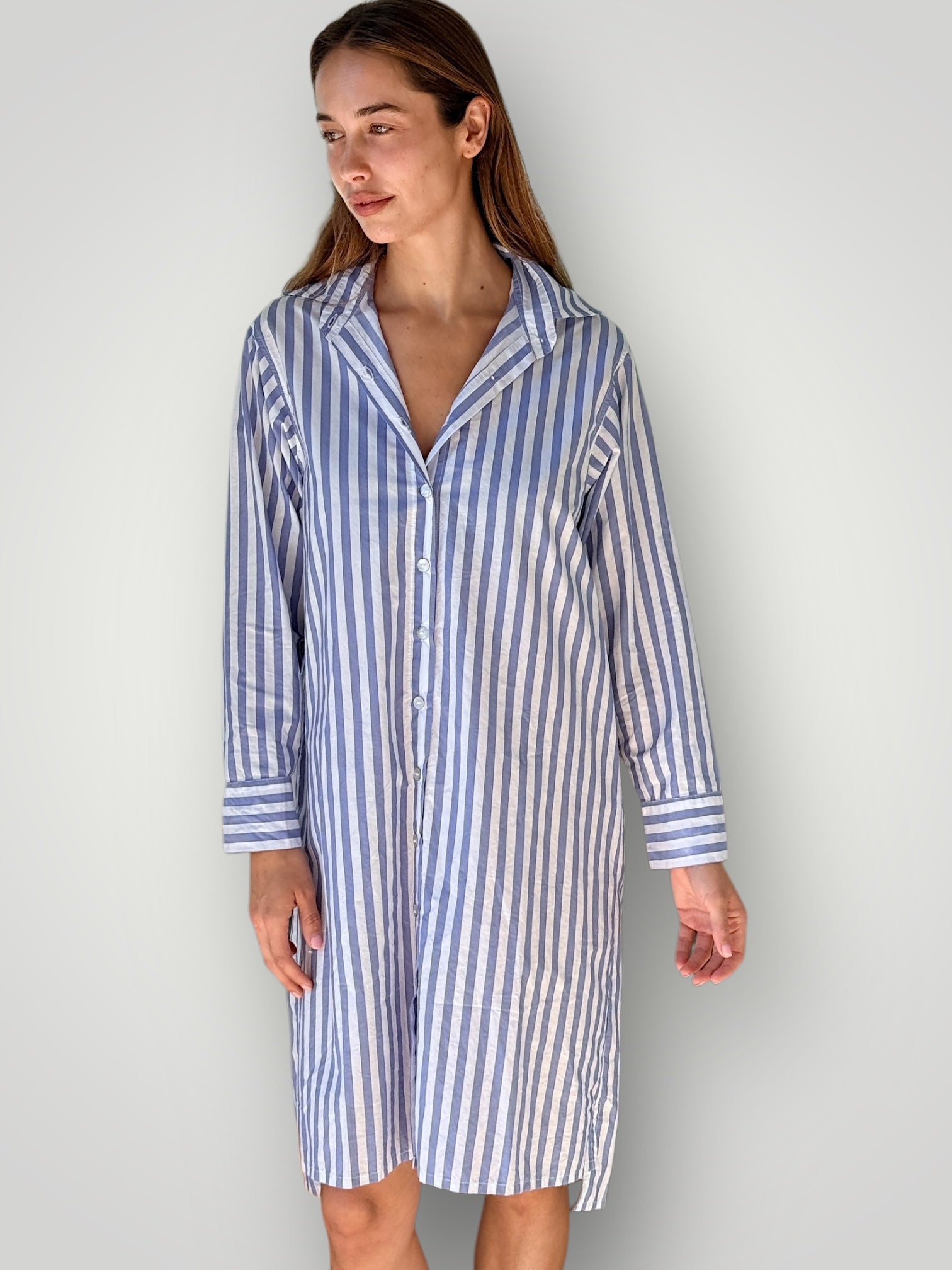 nina shirtdress - cornflower stripe cotton Apparel