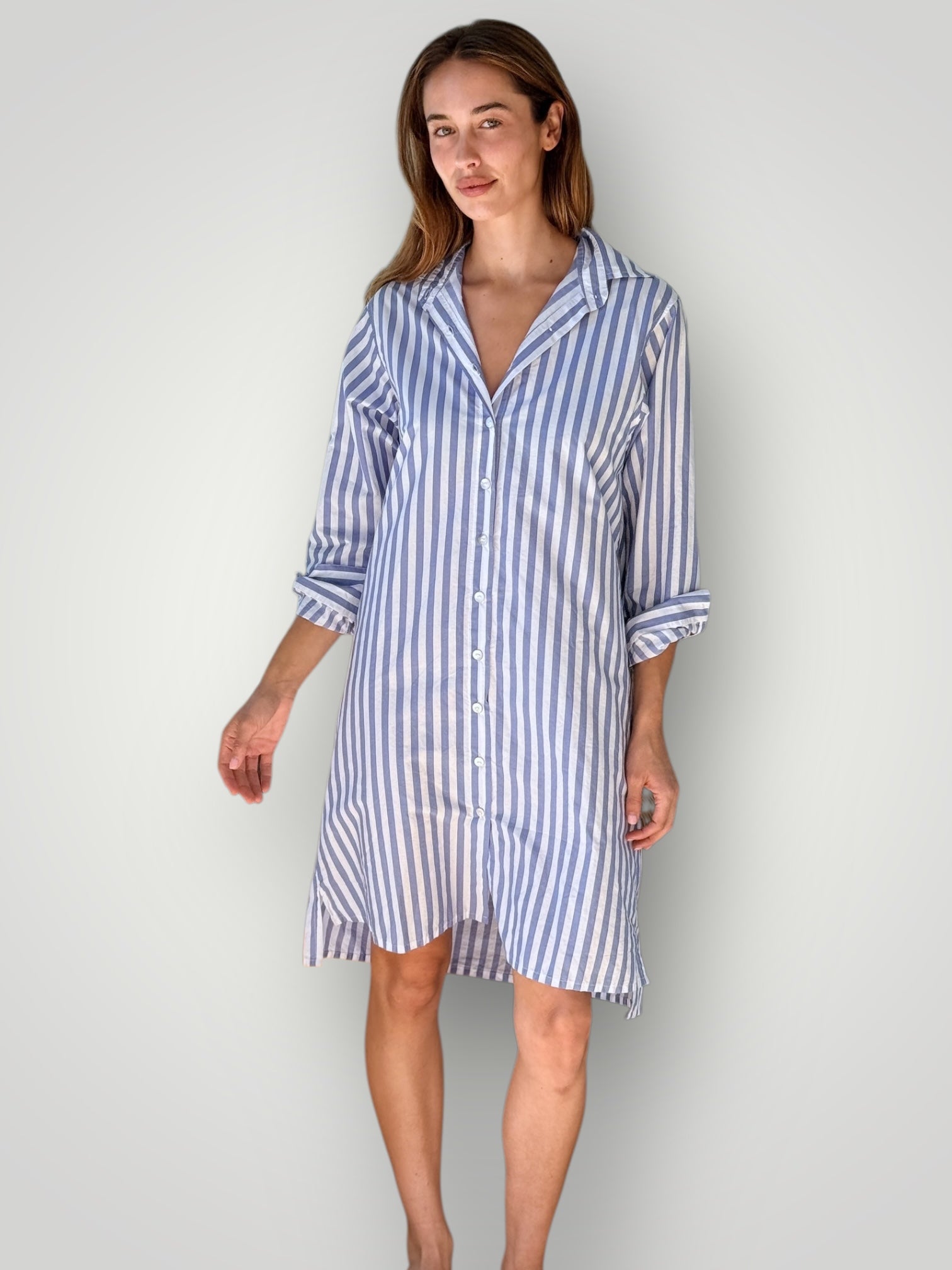 nina shirtdress - cornflower stripe cotton Apparel