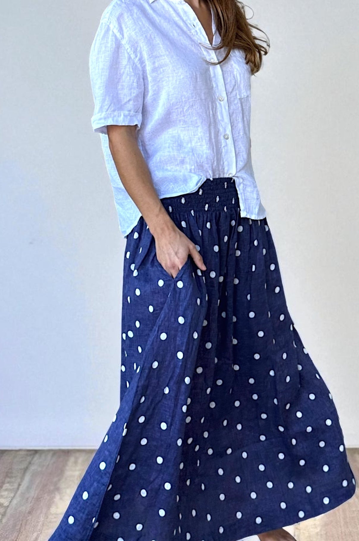 lulu skirt - blue dusk spot linen Apparel