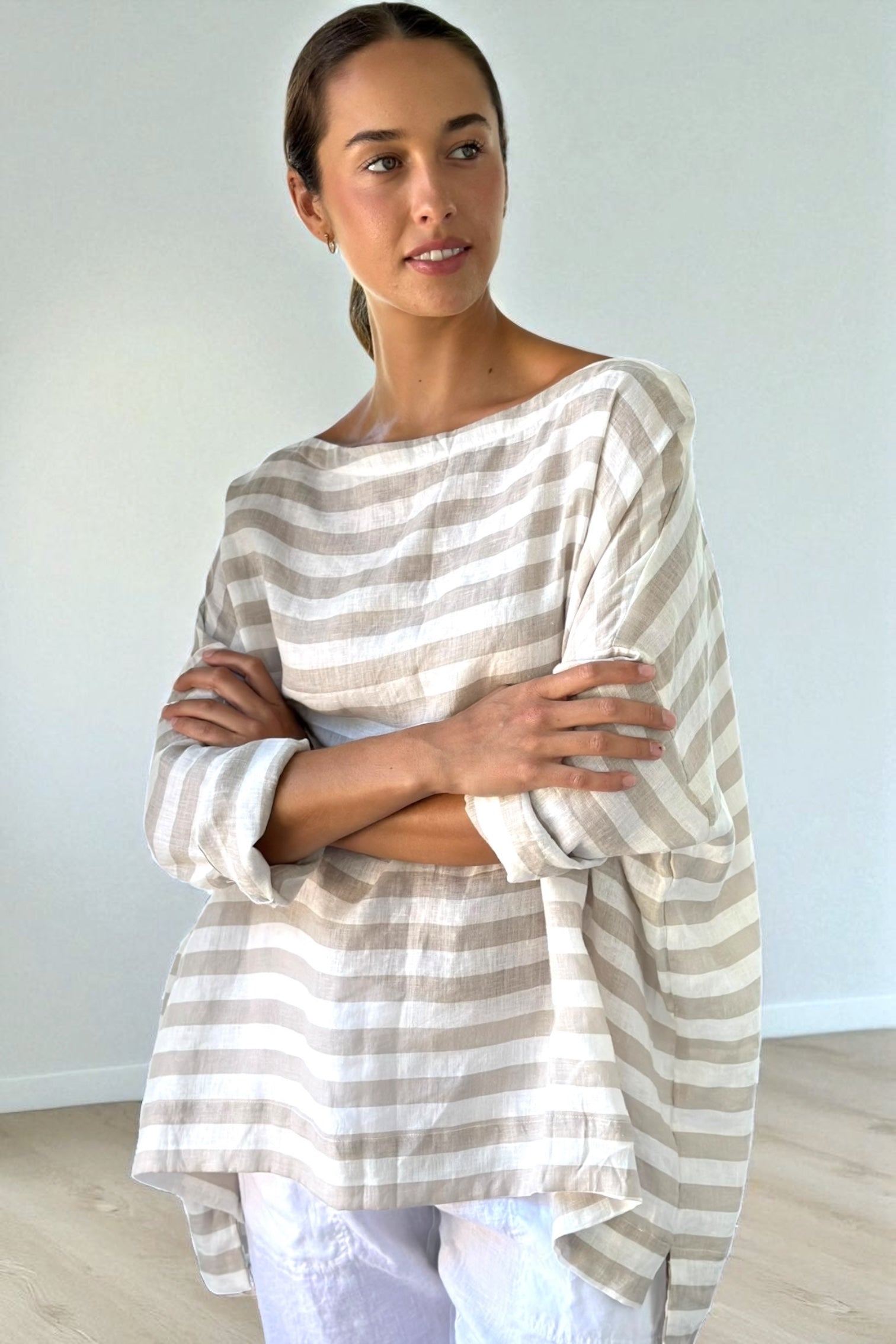 avril top- natural stripe Apparel