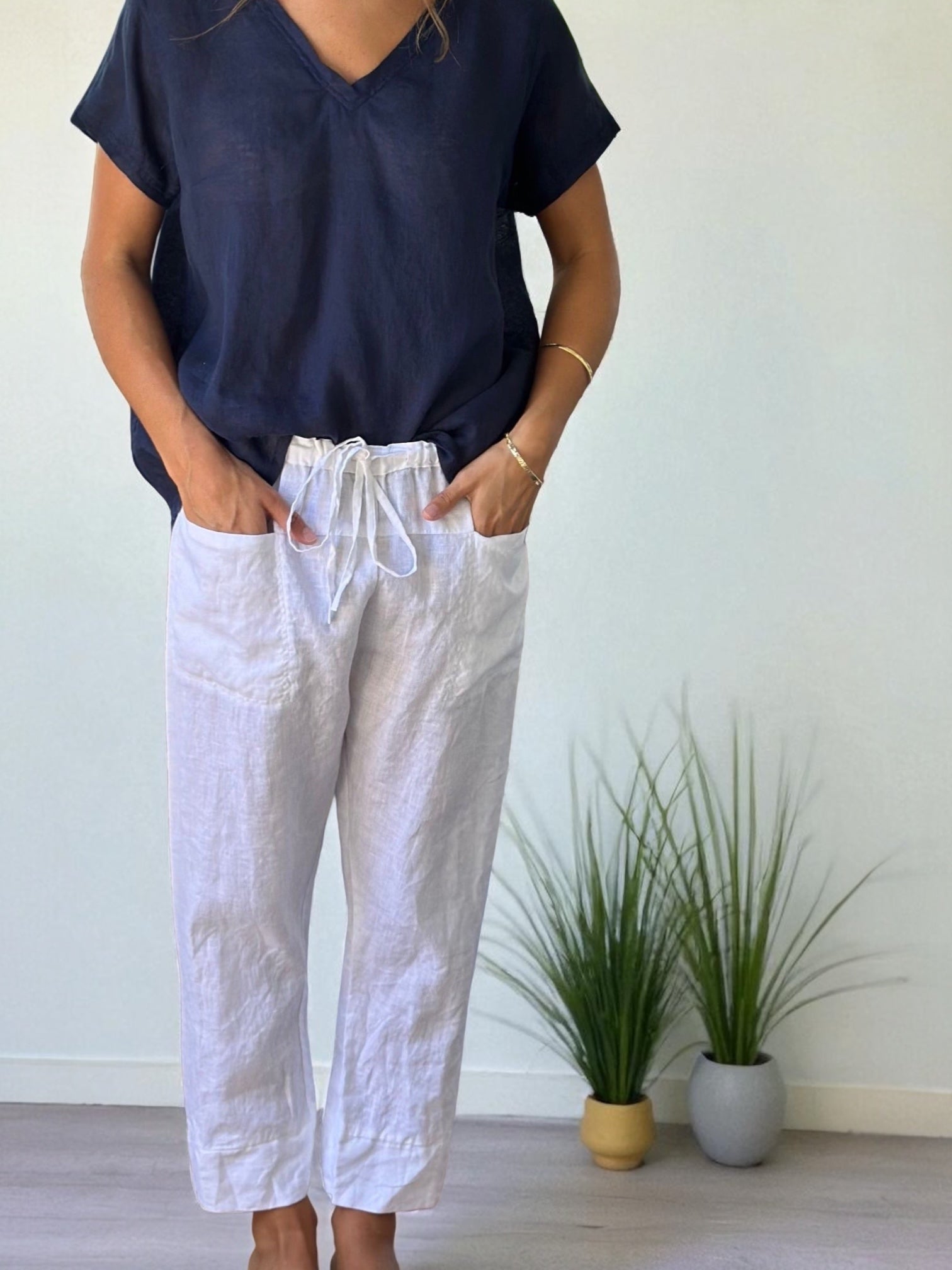 darcy pant - white linen Apparel
