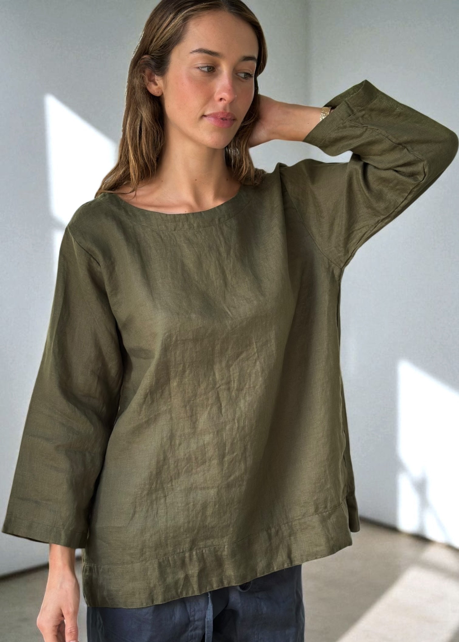 april top - army linen Apparel