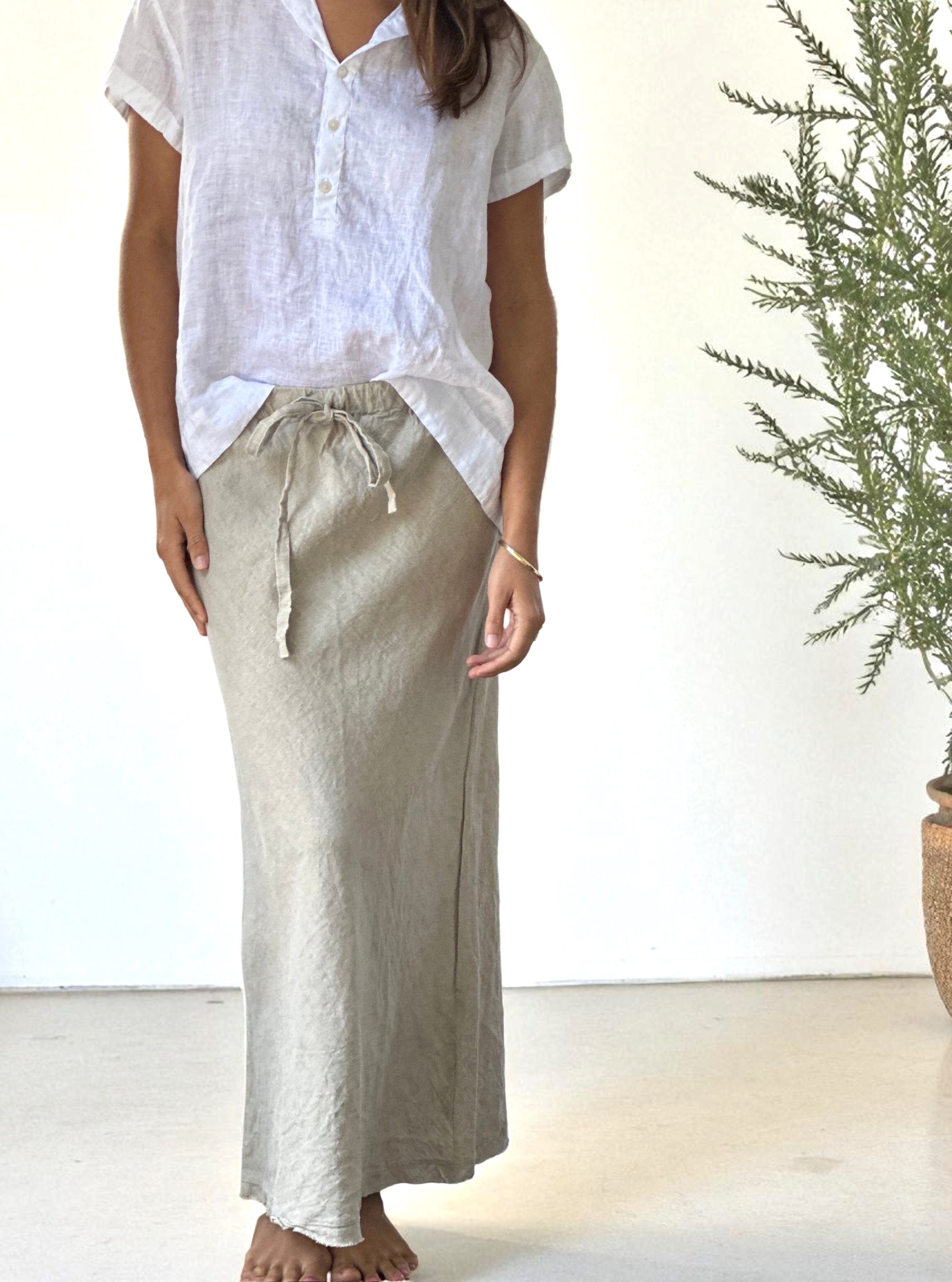 anthea skirt-natural linen Apparel