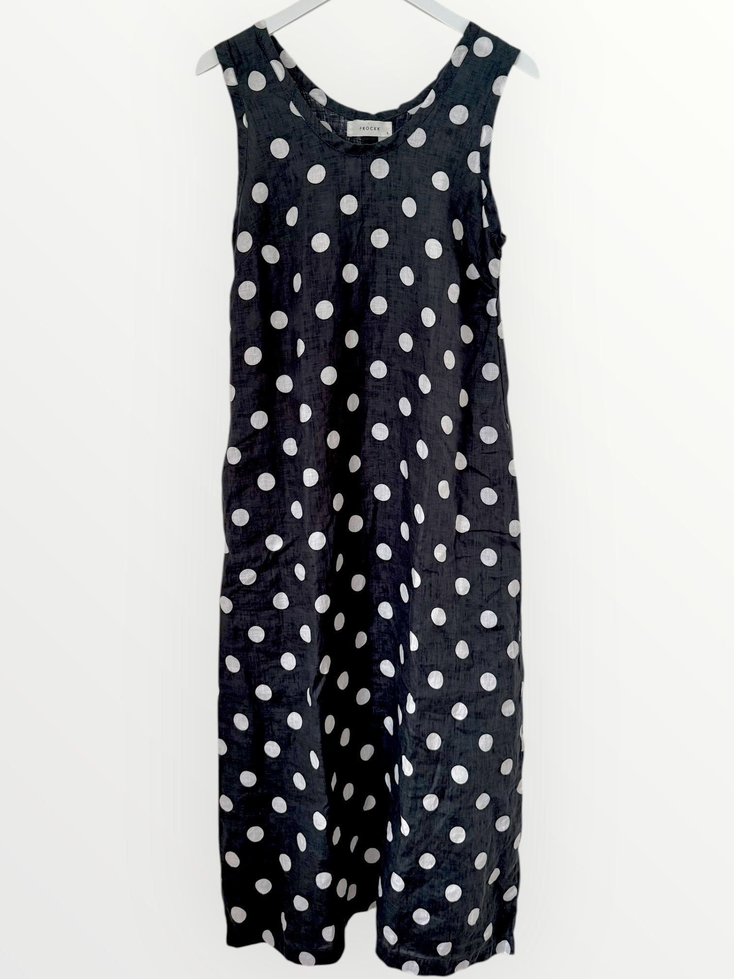 imogen dress-charcoal spot linen