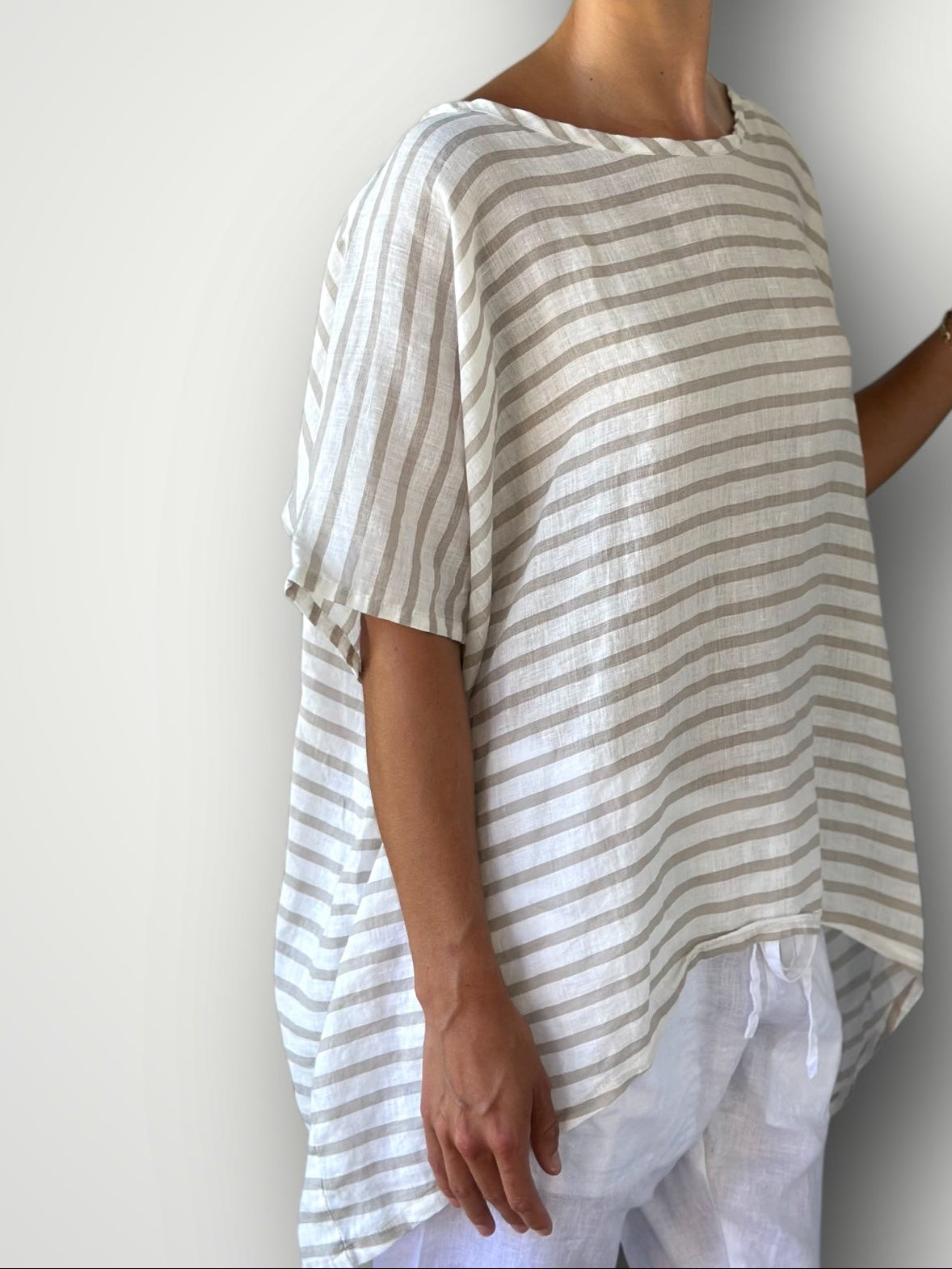 rachael top - natural stripe linen Apparel