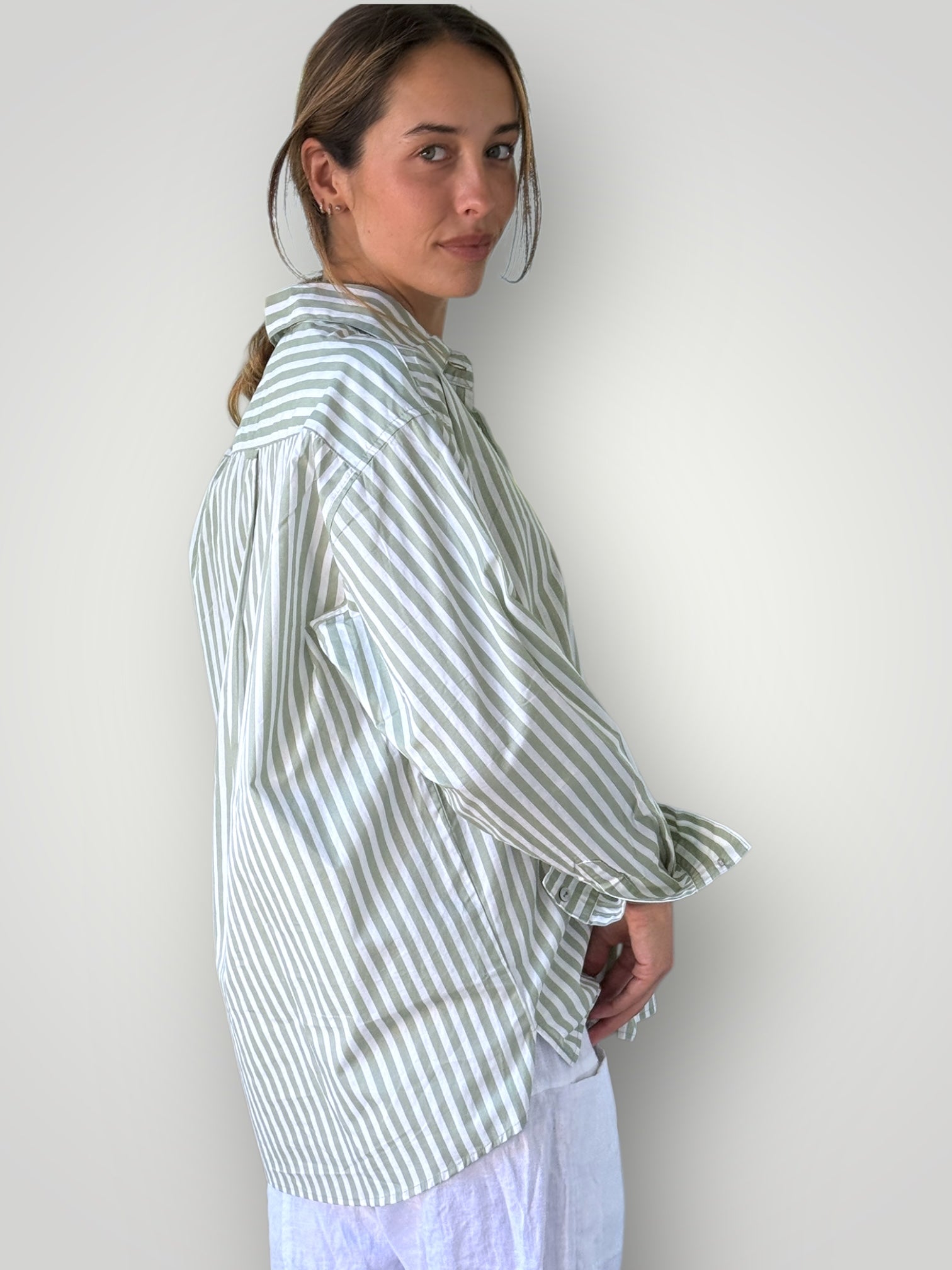 jordan shirt-sage stripe cotton