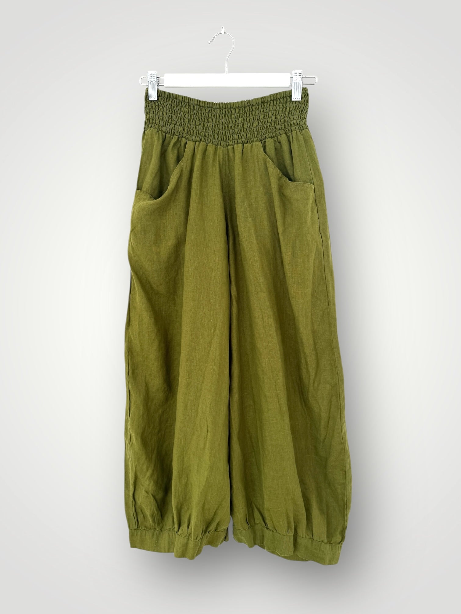 jackie pant-olive linen Apparel