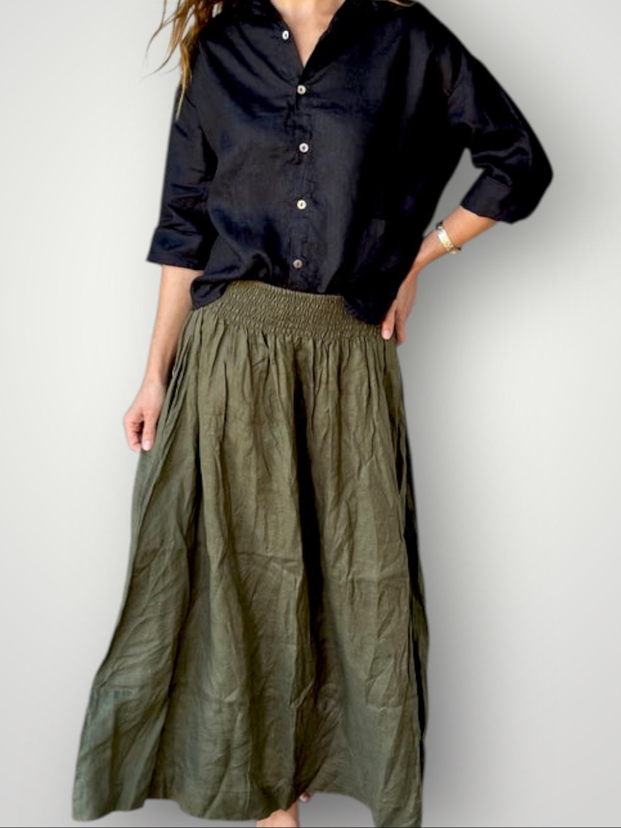 lulu skirt - army linen Apparel