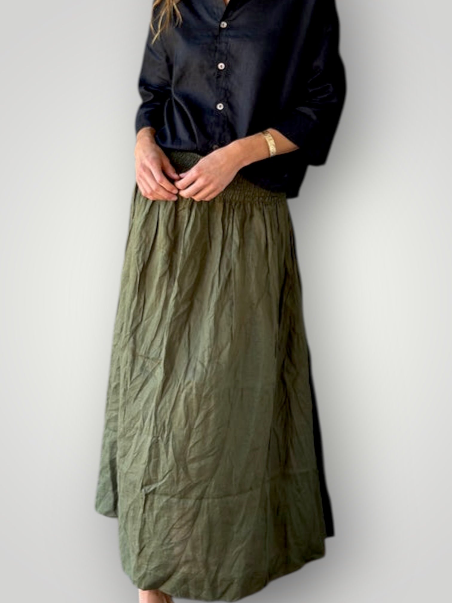 lulu skirt - army linen Apparel