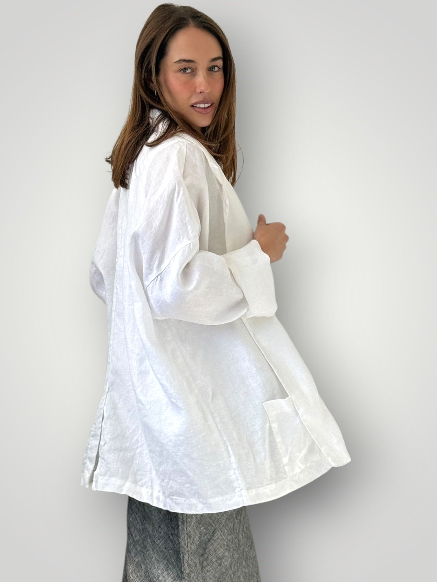 albert blazer -white linen Shirts