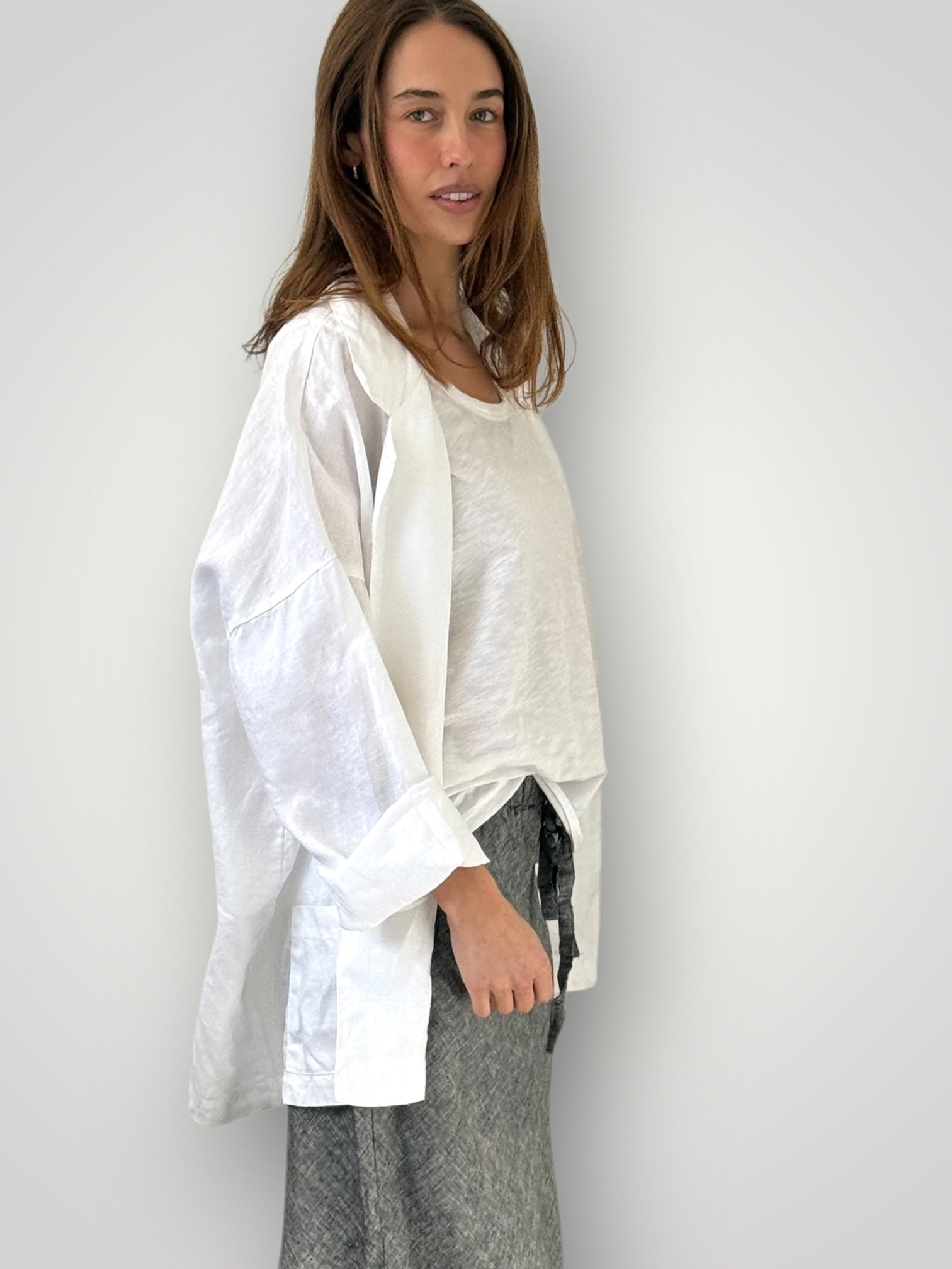 albert blazer -white linen Shirts