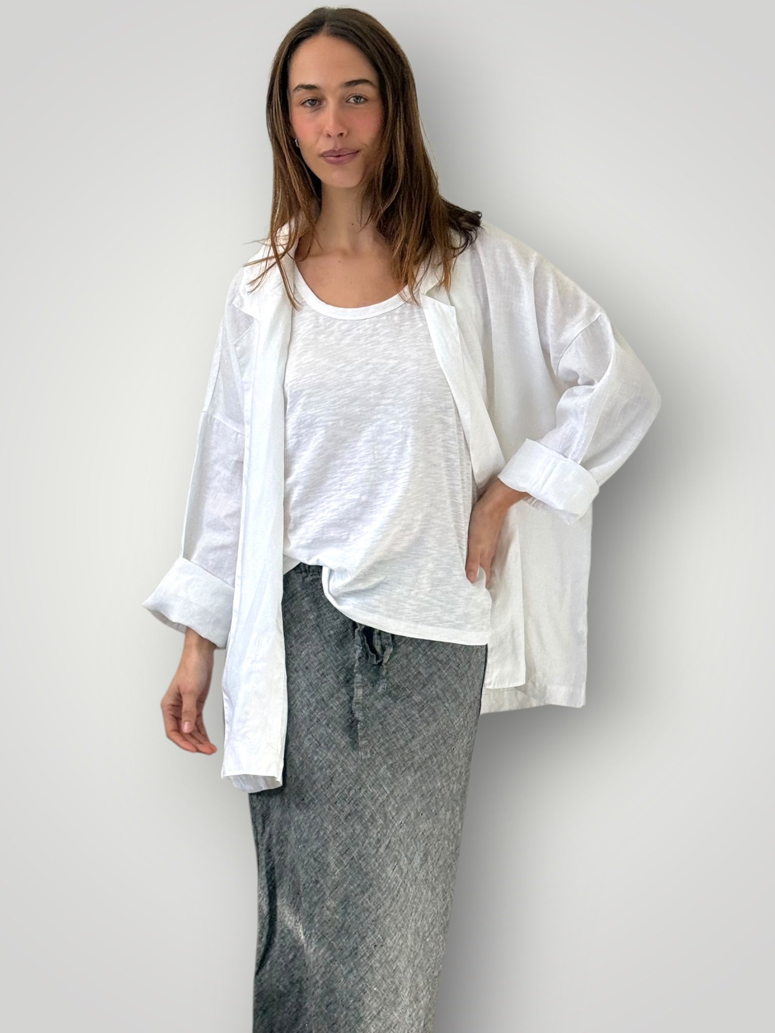 albert blazer -white linen Shirts