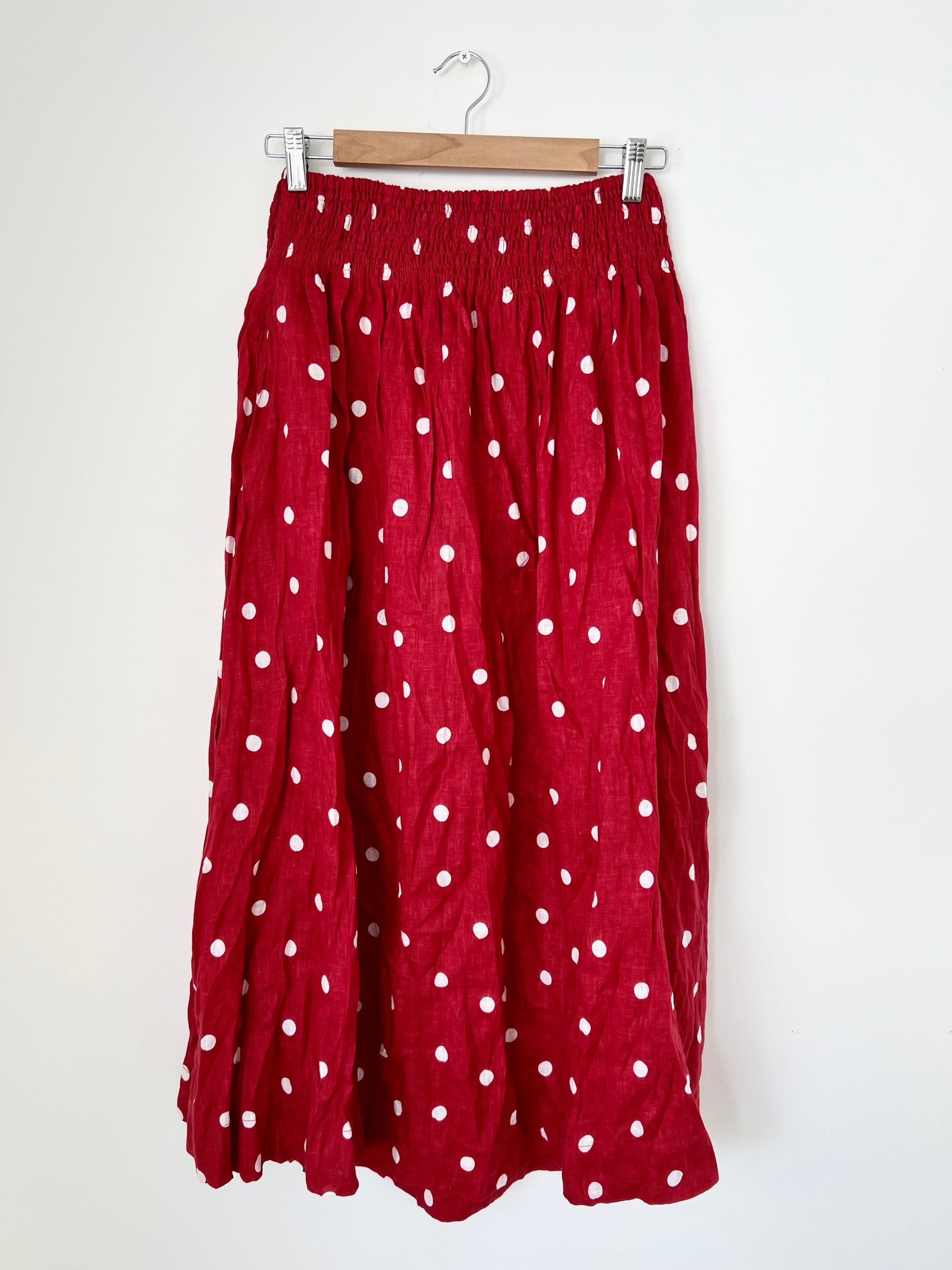 lulu skirt- red spot linen Apparel
