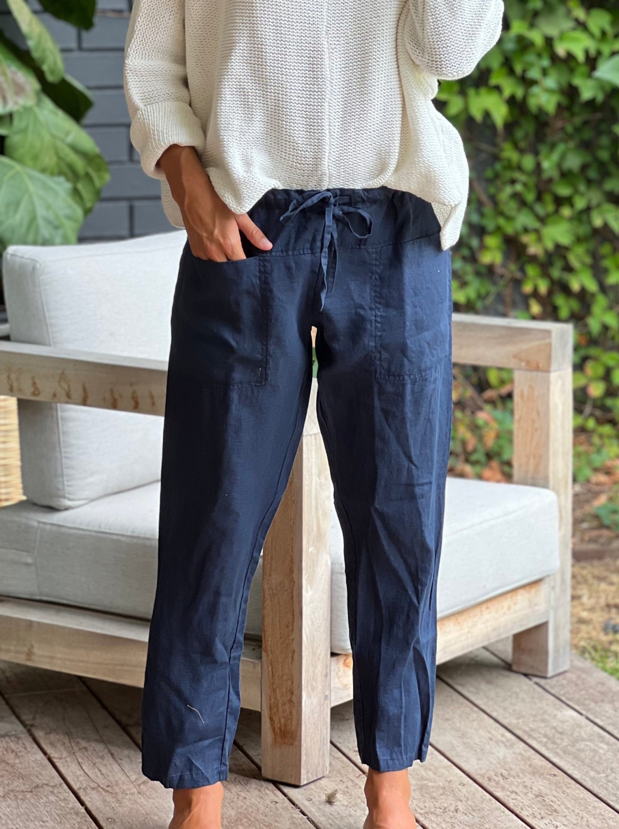jessie pants-navy linen Apparel  