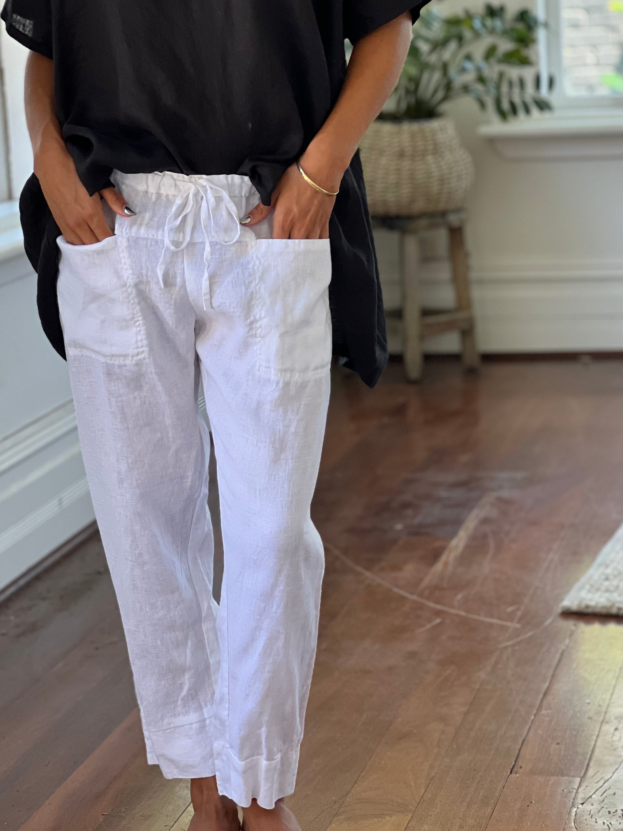 darcy pant - white linen Apparel  