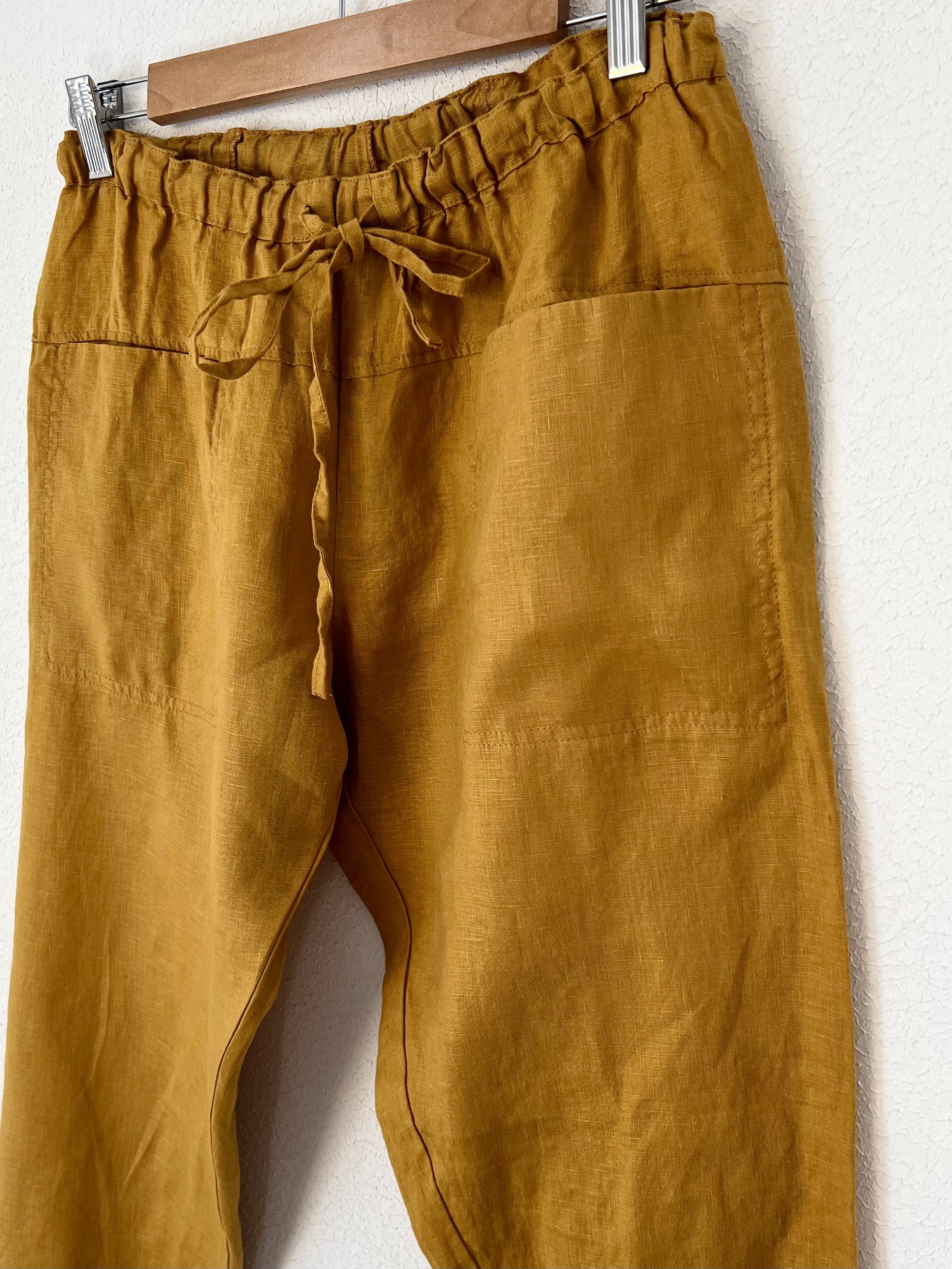 jessie pant-turmeric linen Apparel  