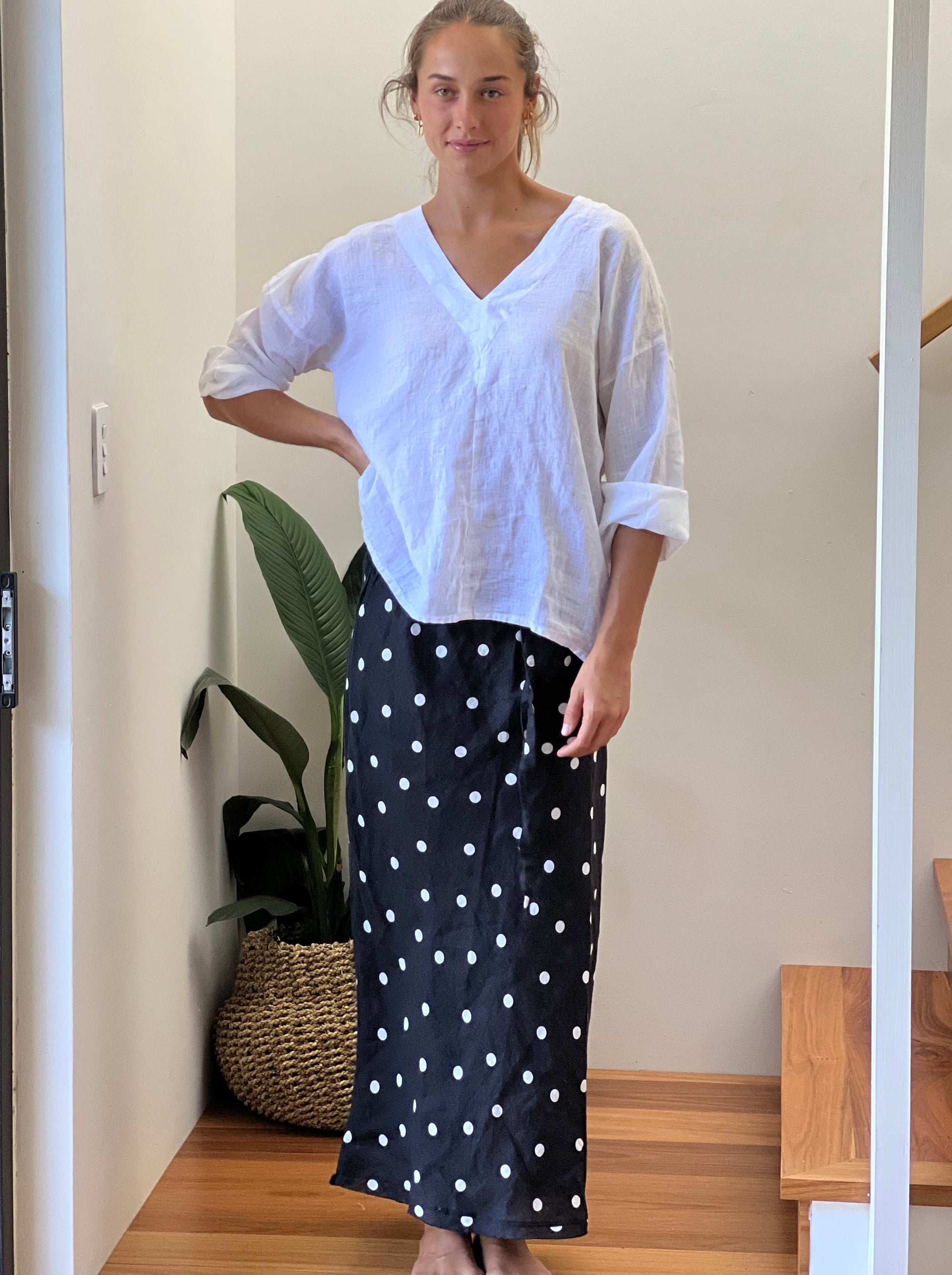 anthea skirt - black spot linen Apparel  