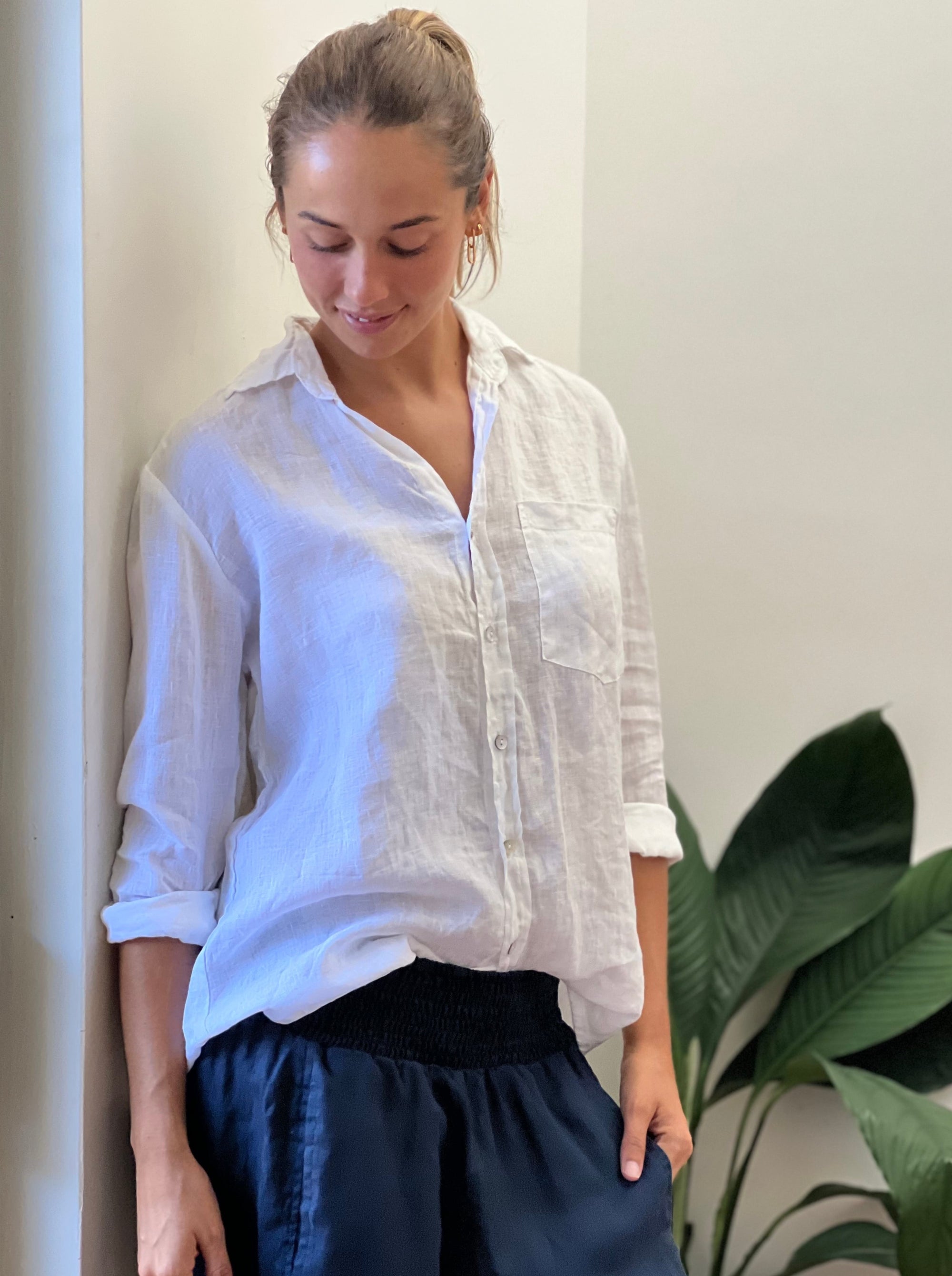 erika shirt - white linen Apparel  